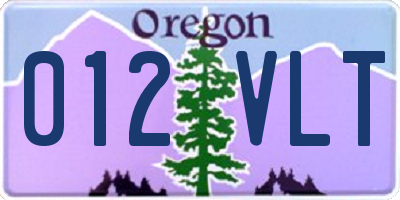 OR license plate 012VLT