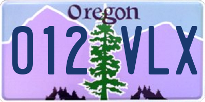 OR license plate 012VLX