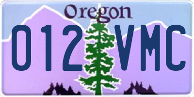 OR license plate 012VMC