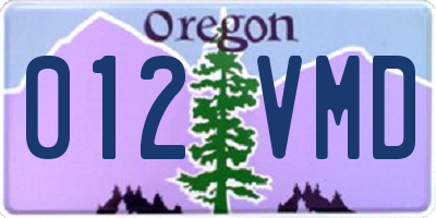 OR license plate 012VMD
