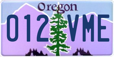 OR license plate 012VME