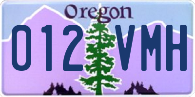 OR license plate 012VMH