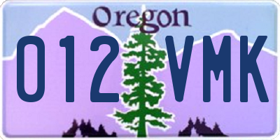 OR license plate 012VMK