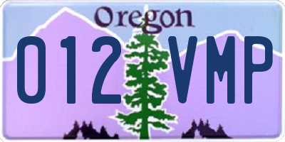 OR license plate 012VMP