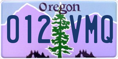 OR license plate 012VMQ