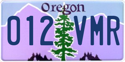 OR license plate 012VMR