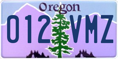 OR license plate 012VMZ
