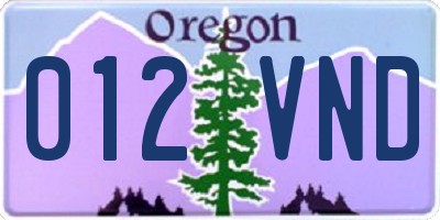 OR license plate 012VND
