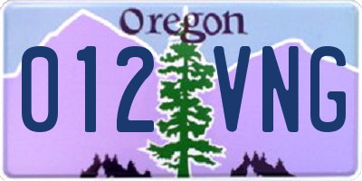 OR license plate 012VNG