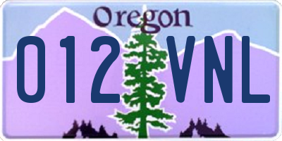 OR license plate 012VNL