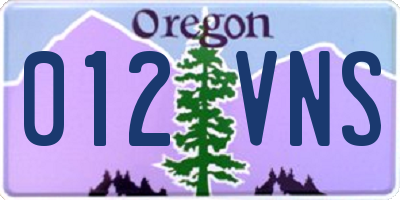 OR license plate 012VNS