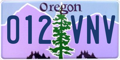 OR license plate 012VNV