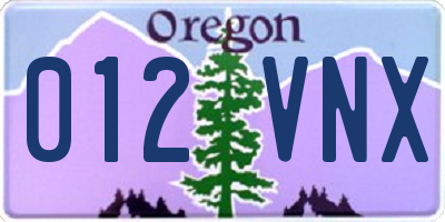 OR license plate 012VNX