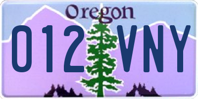 OR license plate 012VNY
