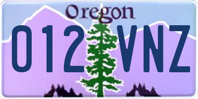 OR license plate 012VNZ
