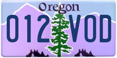 OR license plate 012VOD