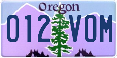 OR license plate 012VOM