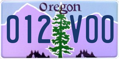 OR license plate 012VOO