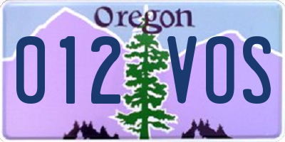 OR license plate 012VOS