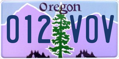 OR license plate 012VOV