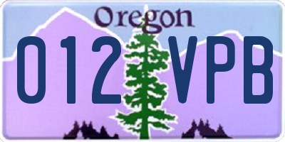OR license plate 012VPB