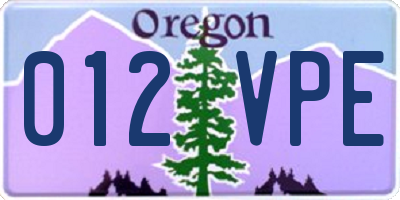 OR license plate 012VPE