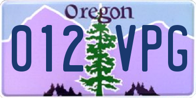 OR license plate 012VPG