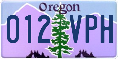 OR license plate 012VPH