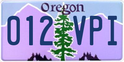 OR license plate 012VPI