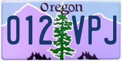 OR license plate 012VPJ