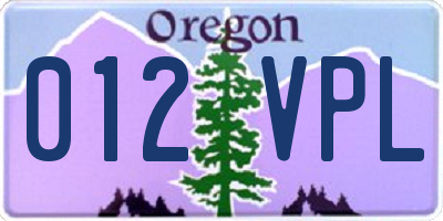 OR license plate 012VPL