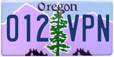 OR license plate 012VPN