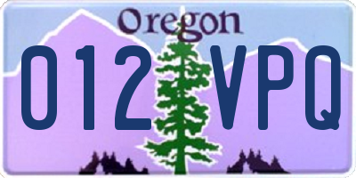OR license plate 012VPQ