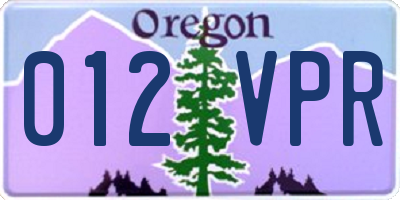 OR license plate 012VPR