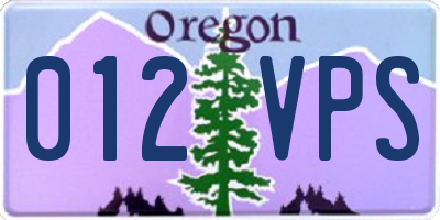OR license plate 012VPS
