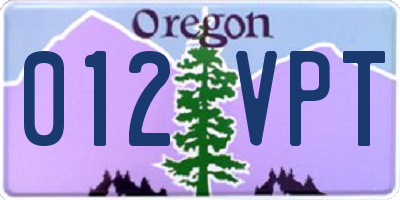 OR license plate 012VPT