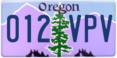 OR license plate 012VPV