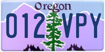 OR license plate 012VPY