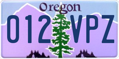 OR license plate 012VPZ