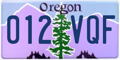 OR license plate 012VQF
