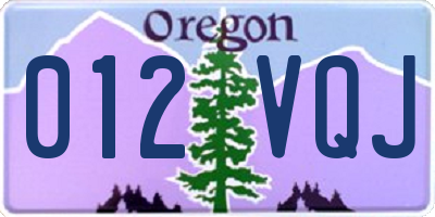 OR license plate 012VQJ