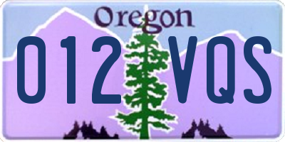 OR license plate 012VQS