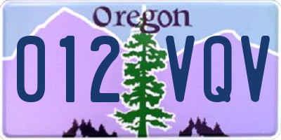 OR license plate 012VQV