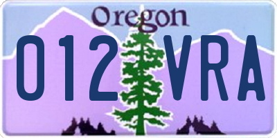 OR license plate 012VRA