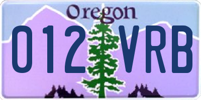 OR license plate 012VRB