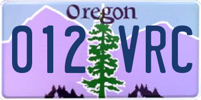 OR license plate 012VRC