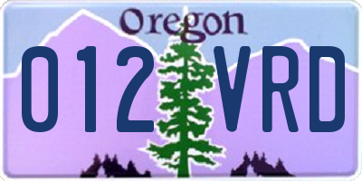 OR license plate 012VRD