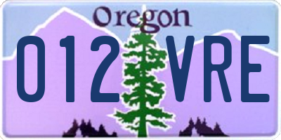 OR license plate 012VRE