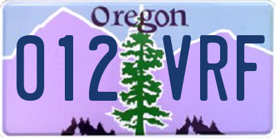 OR license plate 012VRF