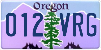 OR license plate 012VRG